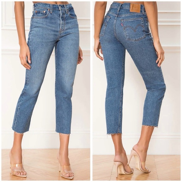 Levi's Denim - LEVI’S Wedgie Straight Jeans Button Fly Raw Hem Size 27